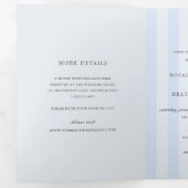 Modern Blue Stripes Elegant Wedding Drieluik Uitnodiging (Binnenzijde eerst)