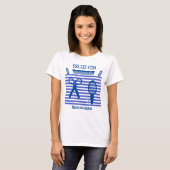 Modern Blue Stripes Haarstylist T-shirt (Voorkant volledig)
