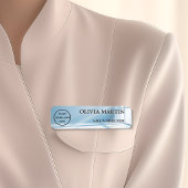 Modern Blue Sunbeam Magnetic Name Badge Custom