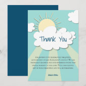 Modern Blue Sunshine Baby shower Bedankkaart (Voorkant / Achterkant)