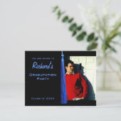 Modern Blue Tassle Afstuderen Photo Invite Kaart (Staand voorkant)