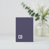 Modern Blue Texture Beige Bold White Monogram Visitekaartje (Staand voorkant)