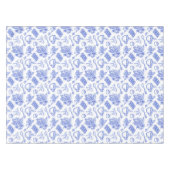 Modern Blue Toile Cacao and Chocolate Pattern Tafelkleed (Voorkant (Horizontaal))
