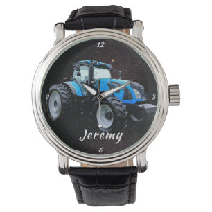 Modern Blue Tractor Horloge