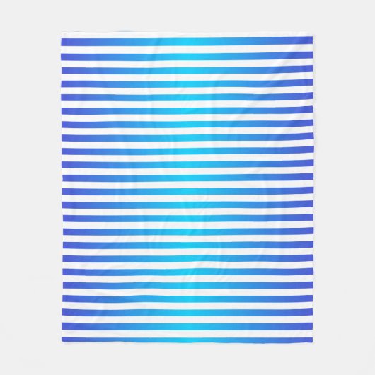 Modern Blue Turquoise ombre Stripes Fleece Deken (Voorkant)