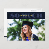 Modern Blue Typografie Foto Afstuderen Hartelijk d Briefkaart (Voorkant / Achterkant)