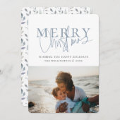 Modern Blue Typography Feestdagenkaart (Voorkant / Achterkant)