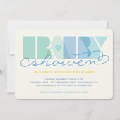 Modern Blue Typography Kleurrijke Jongen Baby show Kaart (Voorkant)