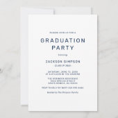 Modern Blue Typography Photo Afstuderen Invitation Kaart (Achterkant)