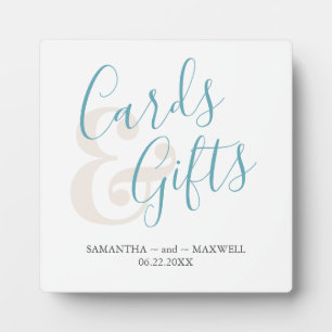 Modern Blue Typography Wedding Cards Gifts Sign Fotoplaat
