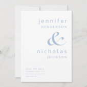Modern Blue Typography Wedding Save The Date (Voorkant)