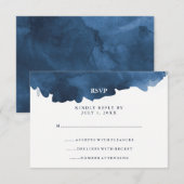 Modern Blue Waterverf | BBT Mitzvah RSVP Kaartje (Voorkant / Achterkant)