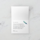 Modern Blue Waterverf Feather Wedding Bedankkaart (Binnen)