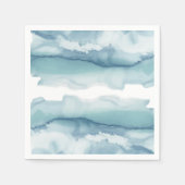 Modern Blue Waterverf Ocean Wedding Servet (Voorkant)
