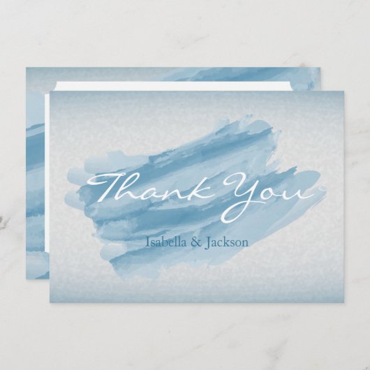 Modern Blue Waterverf Splash Bedankkaart (Voorkant / Achterkant)