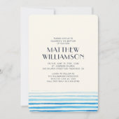 Modern Blue Waterverf Stripes doopuitnodiging Kaart (Voorkant)