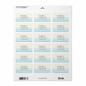 Modern Blue Waterverf Stripes Wedding Etiket (Full Sheet)