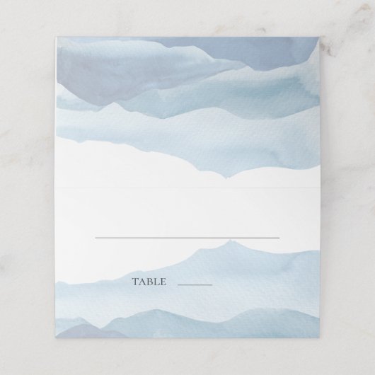 Modern Blue Waterverf Wedding (Buitenkant ongevouwen)