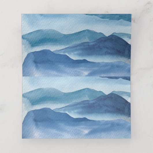 Modern Blue Waterverf Wedding (Binnenkant ongevouwen)