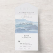 Modern Blue Waterverf Wedding All In One Uitnodiging (Binnen)
