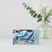 Modern Blue Waterverf Whale Coastal Visitekaartje (Staand voorkant)