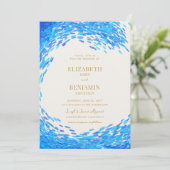 Modern Blue Wave Gold Surfer, allemaal in één huwe Kaart (Staand voorkant)