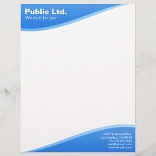 Modern Blue Wave Letterhead Briefhoofd Ontwerp