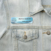 Modern Blue Wave Magnetic Name Badge Custom (En situation)