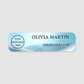 Modern Blue Wave Magnetic Name Badge Custom (Devant)