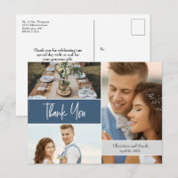 Modern Blue Wedding Photo collage Hartelijk dank