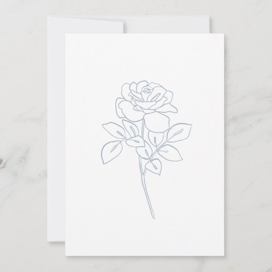 Modern Blue & White French Roses Wedding Kaart (Achterkant)