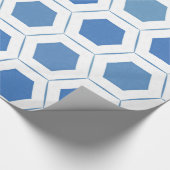 Modern Blue White Geometric Pattern Cadeaupapier (Hoek)
