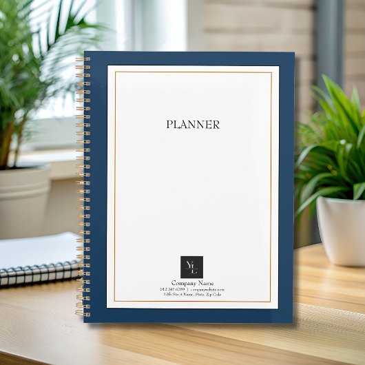 Modern Blue White Gold met zakelijke Logo Planner