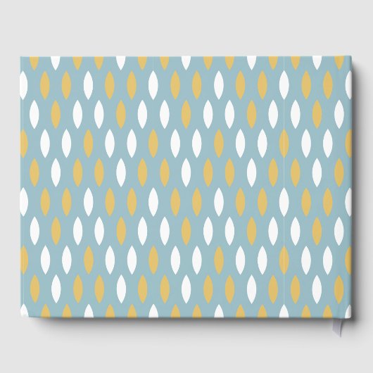 Modern Blue White & Gold Pattern Bar Mitzvah Gastenboek (Achterkant)
