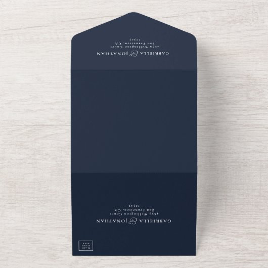 Modern Blue White Moroccan Pattern All In One Uitnodiging (Buitenkant)