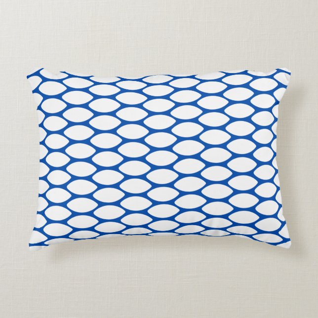Modern Blue White Pattern Accent Pillow Kussen (Voorkant)