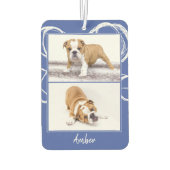 Modern Blue & White Pet Dog Photo Collage Luchtverfrisser (Achterkant)