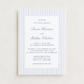 Modern Blue & White Pinstripe Wedding Invitation