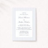Modern Blue & White Pinstripe Wedding Invitation Kaart