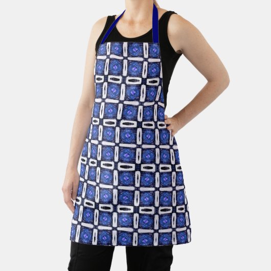 Modern Blue White Square Geometric Pattern Schort (Insitu)