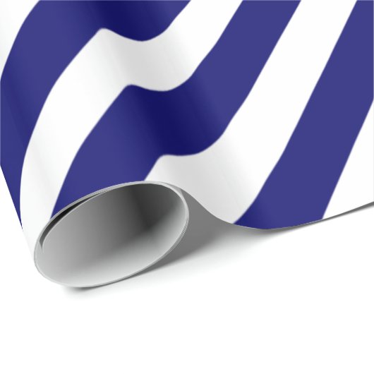 Modern Blue White Stripe Geometric Pattern Cadeaupapier (Rol Hoek)