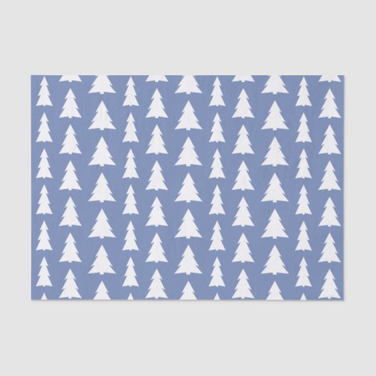 Modern Blue White Trees Holiday Pattern Tissuepapier (Voorkant)
