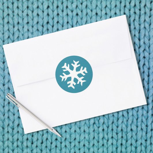 Modern Blue White Winter Snowflake Ronde Sticker