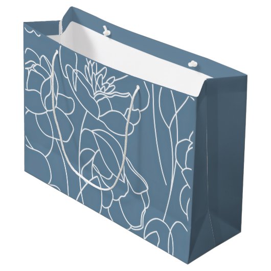 Modern Blue Wildflower Groot Cadeauzakje (Voorkant Gekanteld)