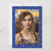 Modern Blue Wiskunde Script Photo Message Afstuder Aankondiging (Voorkant)