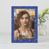 Modern Blue Wiskunde Script Photo Message Afstuder Aankondiging (Staand voorkant)