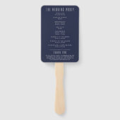 Modern Blue Yellow Roses Script Wedding Programme Handwaaier (Achterkant)