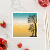 Modern Blue Yellow Sunset Tropical Beach Palms Servet (Insitu)