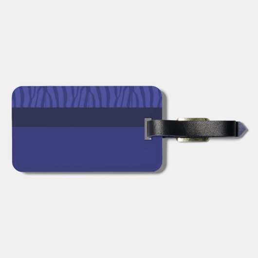 Modern Blue Zebra Pattern Bagagelabel (Achterkant horizontaal)