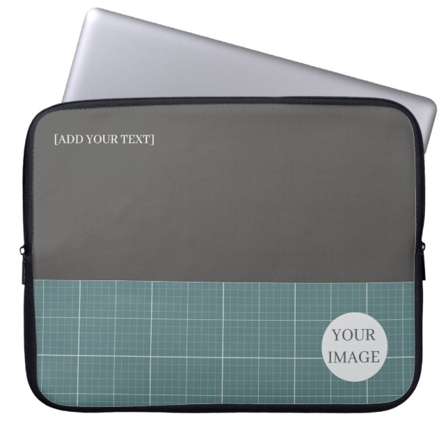Modern Blueprint Geometric Grid Laptop Sleeve LS01 (Voorkant)